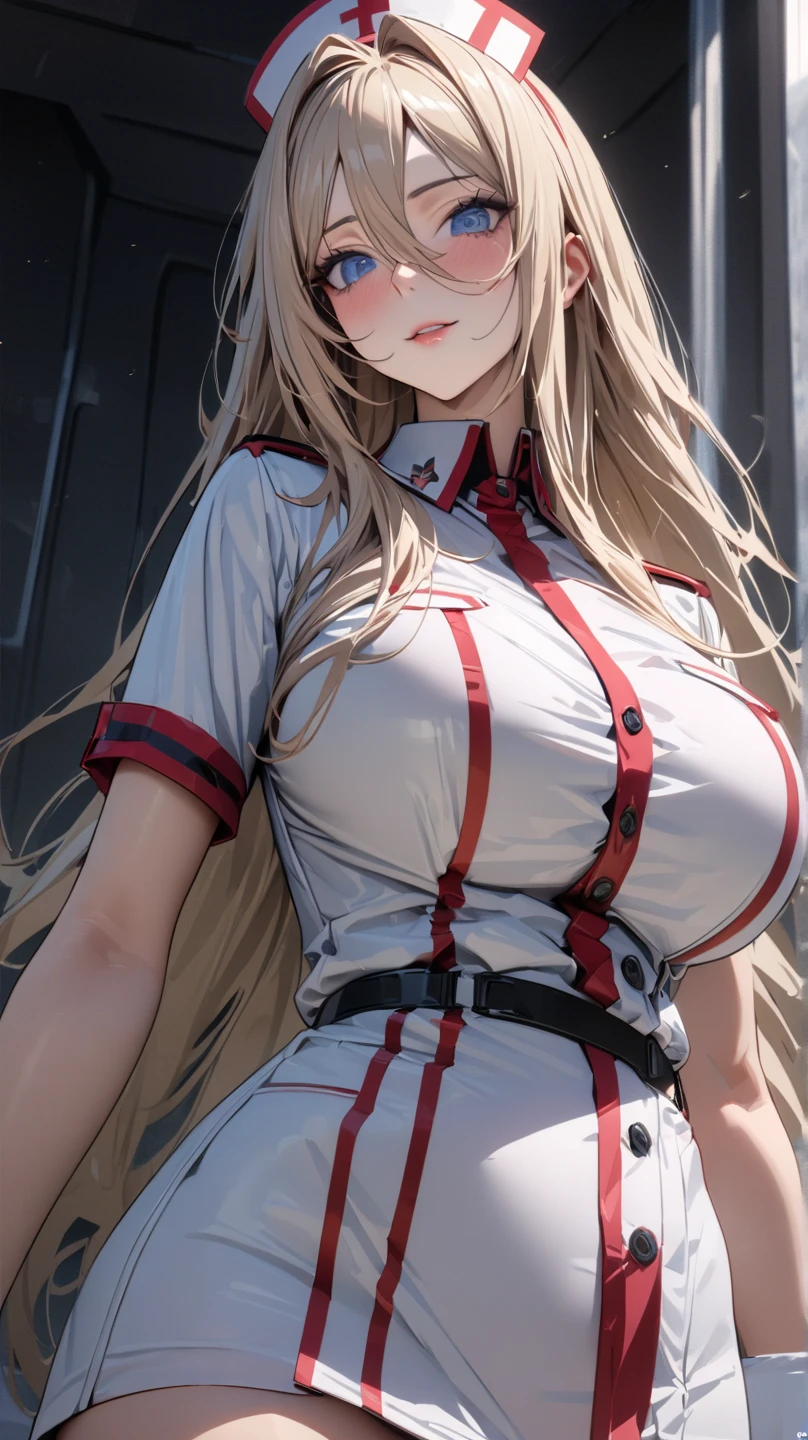 (masterpiece:1.5),(best quality:1.5),(high resolution:1.5),8k,1woman,full body,(perfect face:1.5),(perfect body:1.5),(realistic:1.4),pale skin,(fighter:1.5),blonde long hair,cool face,(heterochromia green and red eyes:1.5),(large breasts:1.2),(large ass:1.2),small nipples,stand,{Black business suit:1.40}, {tie:1.20}, {White shirt:1.1}, {Black Skirt:1.5},(FGO:1.3),(white shirt see through:1.3),sweat,looking at viewer,