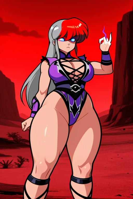 muscle girl,huge breast,, tall female, ,pants, solo focus, 1character, portrait full body,dark skinned female, , vest, coat, walking, medieval clothing, long hair, blond hair,, open mouth smile, revealing cloths, , , berserker, warrior,, full body, walking,, lingerie,flipflops, red eyes