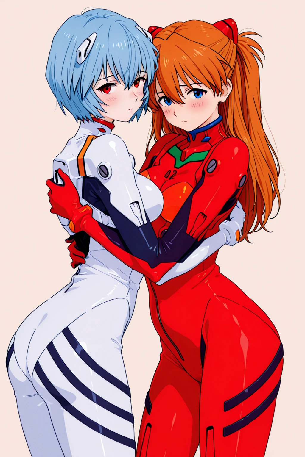 score_9, score_8_up, score_7_up, score_6_up, score_5_up, score_4_up, (source_anime), 2girls, neon genesis evangellion, ((asuka langley soryu, girl, small breasts, {1futa})), (( rei ayanami, small breasts, big ass, Tall stature, giantness)), yuri, Technological place, big size difference, oral sex, tongue, far, full body, age difference