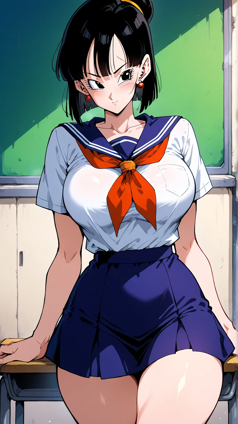 in front_Misaki、Sailor suit、White blouse、Pink tie、Dark blue pleated skirt、Wheat field、、、The best smile、standing、(I can see your pants)、(Fluttering skirt)、mini skirt、Wonderful landscape、Strong winds、Nipples are visible