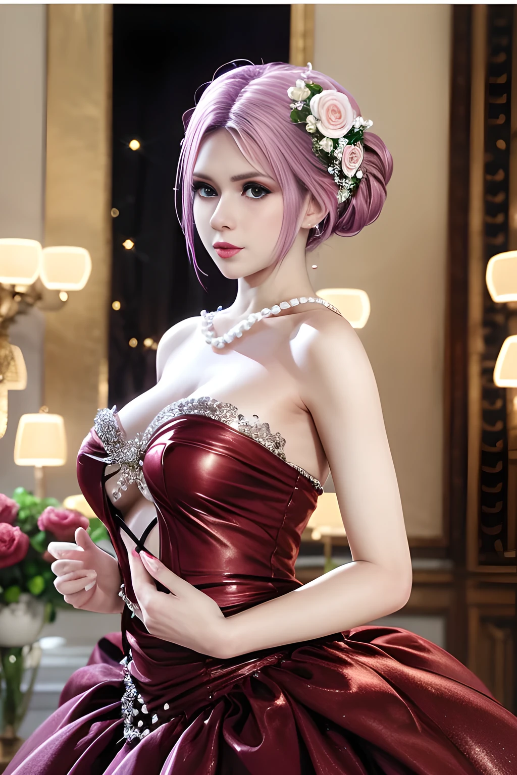 1 girl ,(from above:1.2),purple color hair、Purplish pink eyes that dreamers desire, (Blonde hair) , small stature, Colossal tits, Lori, (masutepiece:1.2, Best Quality), (finely detailed beautiful eye: 1.2), (beautifull detailed face), (Best Illumination, extremely delicate and beautiful), ((Cinematic Light)), Dramatic light, (Pale white background:1.5), Short bob hair（1:3）、Ultra Contrast、Braid a little around the ears, White long dress、only has 5 fingers、、Her pussy is visible through the white thong、Wet pants、You can see inside your underwear、full of sweat、mocking look、diaper、nffsw,Arms crossed、grab the arm、Shoot from above、The angle is as seen from below.、Best Quality、Large breastuscular pussy、Pubic hair,high-level image quality、hightquality、8K,perfect hand、5 fingers、finger pin、Perfect Finger、T back、Naked、noise cut、bullet hand、Her hair color should have been a brighter purple.The skirt part is also carefully expressed..、Purple skirt、the skirt is floating in the wind、Dark purple panties、Pubic hair majority,A scene of make cooking Carbonara Pasta in the kitchen,(with sparkling eyes and a contagious smile),open mouth, Looking at Viewer, 