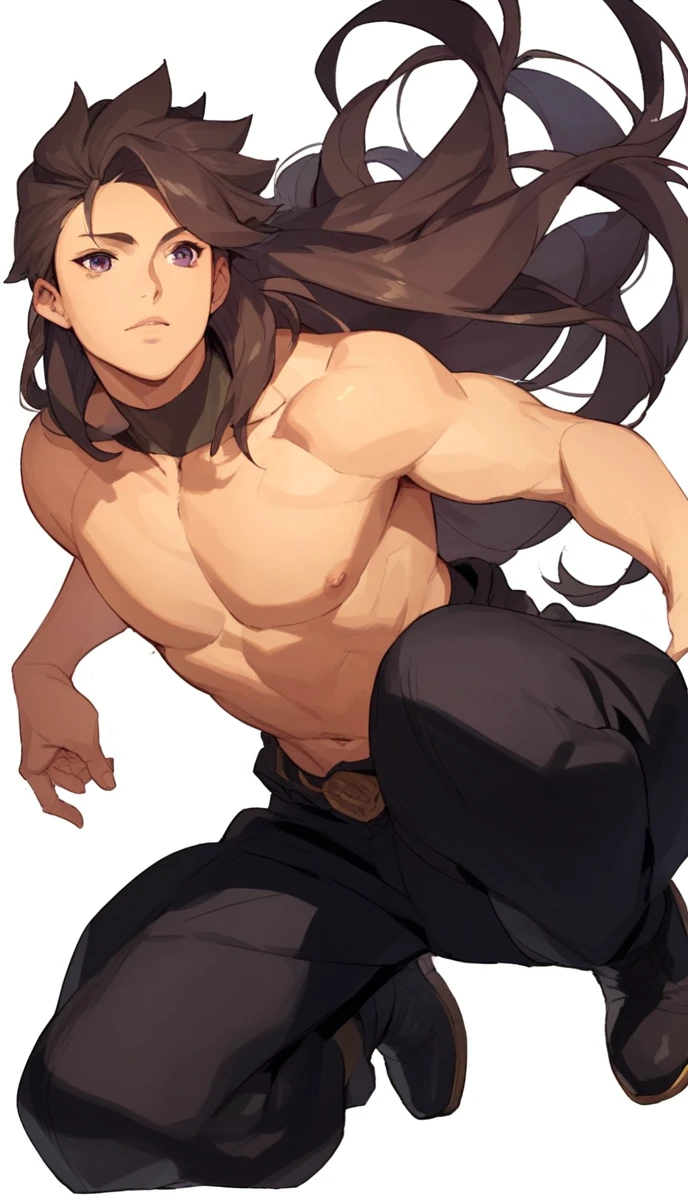 man,side view, open mouth, angry, shirtless, tone skin,handsome, shirtless man side view, thin man, inland tribe, interior tribal hat, not muscular , debate , ((side view )) ((tone skin))