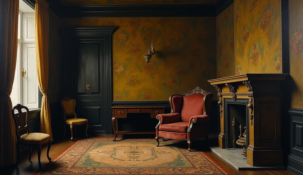 Victorian mansion on the moon with magnetic room colors
