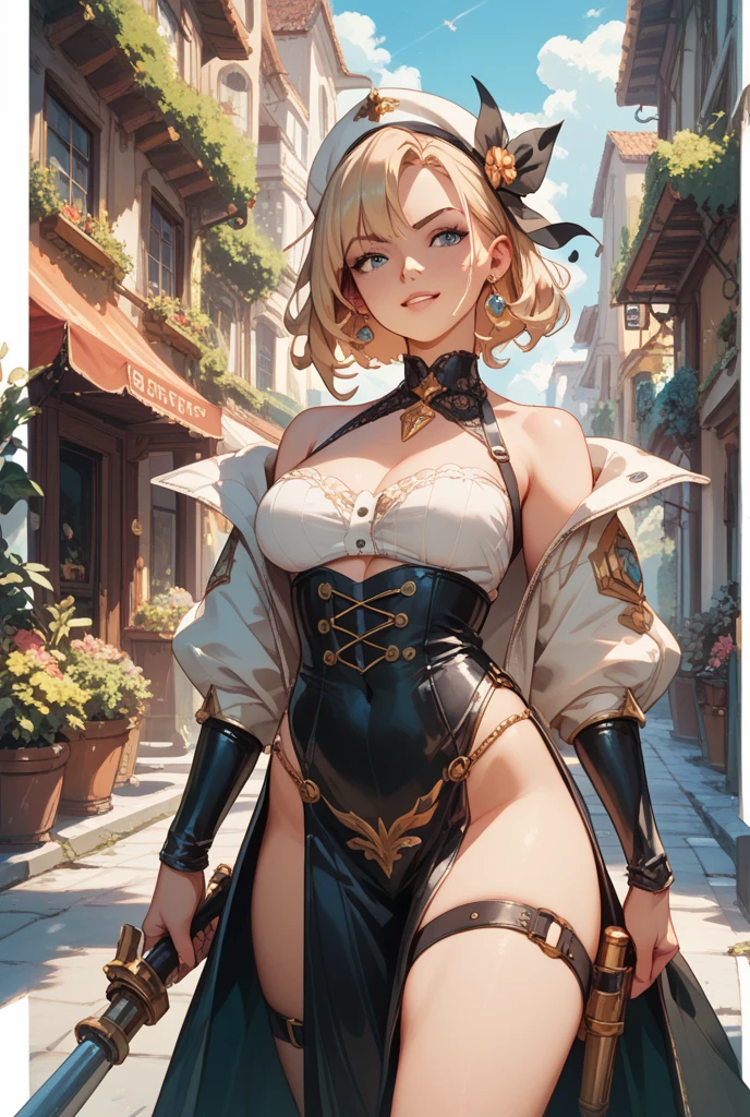 (masterpiece )), (top quality), (best quality), ((ultra-detailed, 8k quality)), Aesthetics, Cinematic lighting, (detailed line art), Beautiful digital artwork, Exquisite digital illustration, absurdres,
BREAK,
Dark Elf Woman in steampunk costume taking photo, wearing steampunk attire, steampunk fantasy style, ((Steampunk)), (glasses), deep_cleavage, shiny skin,(steampunk_costume), corset, Hat, skirt, corset, thighhighs, boots, thigh boots, cinematography, crafted, elegant, photography, Dynamic angle, Set in a steampunk world,
BREAK,
highly detailed of (dark elf), (1girl), perfect face, details eye, Bob cut hair, Blunt bangs, (hair between eye), blonde white hair, (violet eyes), eyelashes, eyeshadow, pink eyeshadow, glaring, smile, design art by Artgerm, by Kawacy, By Yoshitaka Amano,
BREAK,
((perfect anatomy)), nice body, medium breast, (extremely detailed finger), best hands, perfect face, beautiful face, beautiful eyes, perfect eyes, perfect fingers, correct anatomy, ((dark skin)),