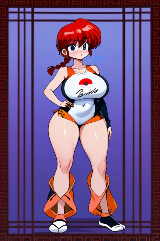 "(masterpiece:1.1), best quality,
1girl, (traditional media 80s:1.4), (eyelashes:1.5), (loli:1.2),
(intricate high detailed body:1.2),
(red hair:1.1), (bangs:1.1), (short hair, twin bun:1.1), (hair ornament:1.1),
purple eyes, (red lip stick:1.2),
(pale skin:1.2), (muscular body:1.1), (gigantic breasts:1.5),
(grin:1.2),
(bikini armor, criss-cross halter:1.2), (knight armor, armored boots:1.2),
(streaked hair:1.2), bracelet,
standing, (dynamic pose, action pose, eaning forward:1.2),
(full body, looking at viewer:1.1),
(simple white background:1.1)"