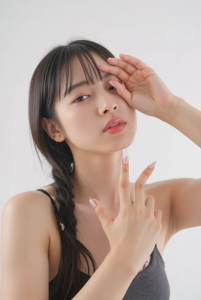 ((((Highest quality))))、(((Ultra-precision CG16K wallpaper)))、(((masterpiece)))、(((Very detailed)))、(((Extreme detail)))、１people々&#39;woman、成熟したwoman、24歳のwoman、((The Face of Japan))、((Very beautiful face))、((Helin:1.5))、((Straight twin tail hair:1.2、Blunt bangs))、(Shiny brown hair)、Beautiful and delicate eyes、Brown eyes、Raise your eyebrows、High nose、Small nostrils、Small Mouth、Seductive lips、Beautiful breasts、((C cup size breasts))、Cleavage、Plump body、(Chubby body type)、Perfect proportions、Perfect Anatomy、Perfect composition、Beautiful subtle shadows、美しいNatural light、Beautiful details sparkle、Written boundary depth、(((High chroma)))、(((Genuine:1.9)))、((Vivid:1.5))、((horn:1.6))、((Beautiful Skin))、((Skin Texture))、((Genuineな皮膚感))、(((Cowboy Shot、thigh:1.5)))、((Bird&#39;s-eye view:1.8))、((Surprised face with mouth open:1.5))、(The eyes that see me:1.5)、(((blush、sexy、joy、Trance:1.8)))、Living room during the day、Dazzling sunlight、Natural light、(((Lie on your back on the floor:1.8)))、(Spread your legs and lie on your back:1.5)、(((White lace bikini lingerie:1.6)))、((hair band、Earrings、Wearing a necklace:1.3))、((ロープで縛られたwoman、bondage:1.6))、