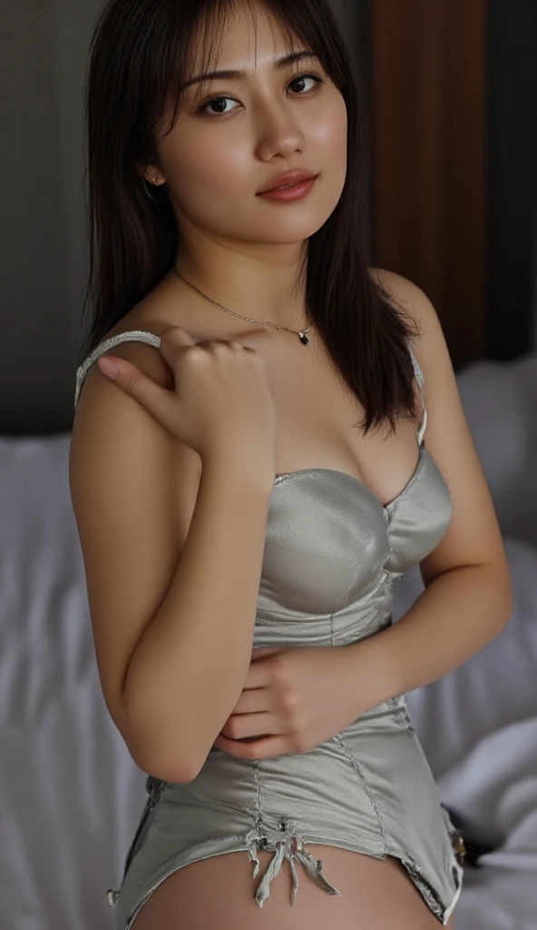 Masterpiece , Beautiful 18 Years Old , medium Breast , sarong, ((naked )) ,seductive , horney face , dark room background, fold your arms across your chest, ((Centre:1.1)), ((Symetric Picture:1.1)) , ((brown Hair:1.1)) , Extremely Detailed , Messy Hairstyle, atractive poses:1.3