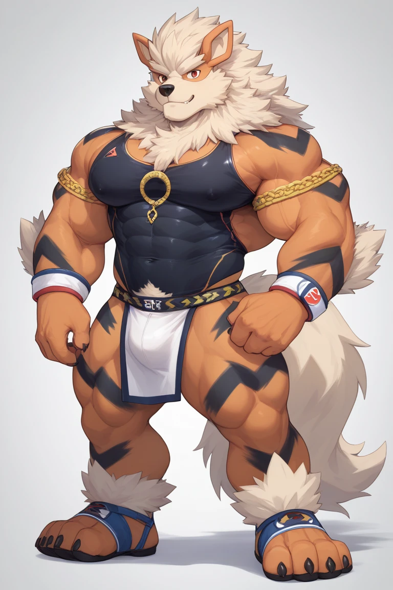 Solo, Anthro, male (((solgaleo, lion, blue sclera, muscular, big pecs, abs, yellow nipples, white fur, black body, black nose, multicolored body, multicolored fur, multicolored mane, white mane, mane, grey pecs, black chest, black abdomen, white arms, white legs, 5 fingers, tail, white tail, yellow tipped tail, markings, orange tipped mane, orange speedo, big bulge))) standing, pokemorph, biped ((focus grey abdomen, focus solgaleo, focus grey chest)) full body, perfect anatomy, by darkgem, by mystikfox61, by glitter trap boy