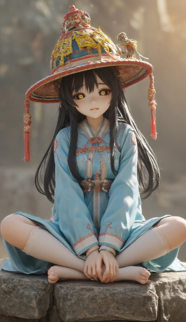 Chibi contrapposto pose girl wearing big hat, Flat Chest, And then Megumin appears. -> Eyes Beautiful and elegant eyes,nose,LipsBeautiful detailed lips,theme's cute smile,Chibi Contrap Place,Megumin character variations,People wearing large hats or bonnets,Flat Chested,Bust Detail Naked Camel Toe Medium: Photorealistic portraits, ->Material Photorealistic Portrait Additional Details: She is surrounded by vibrant gardens, ->花园a blooming flower garden with various vibrant colors,green々Fresh green grass,Finely knotted wood々Sunlight shines in,Morning atmosphere,Several bees flying around,The quality of distant bird calls: (highest quality,4K,8k,High resolution,masterpiece:1.2),Very detailed, ->Image quality: High resolution(Multiple options)
Art Style: anime, ->Art Style anime-style Color Palette: (Vibrant colors), ->Vibrant color palette lighting: Soft sunlight casts a warm glow on the scene, ->Light, Soft and warm sunlight,Soft sunlight、Black Hair