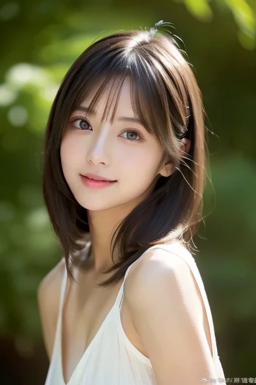 a beautiful girl,masterpiece, smile,best quality,(white sophisticated dress),full bangs,big eyes,