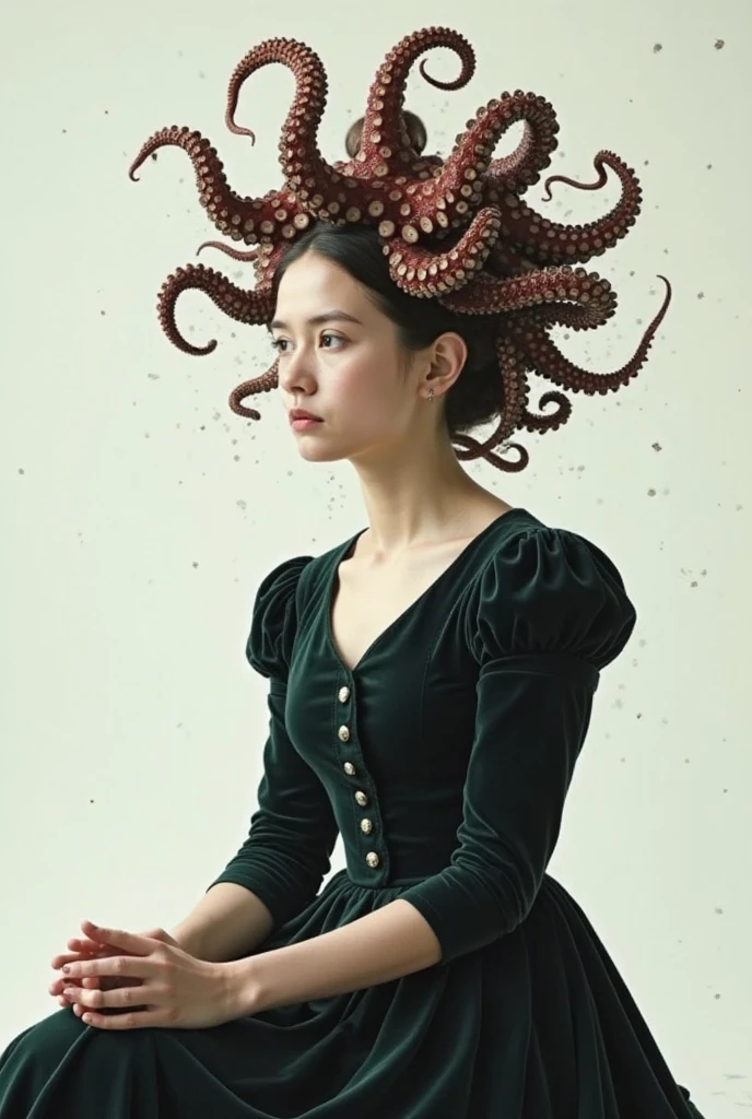 (extremadamente detallado, obra maestra, La mejor calidad), Estilo oscuro, intense illumination, rostro con arrugas, lengua larga, tentacle, deforme, monstruoso, un anciano con Colmillos finos, amenazante. Rococo composition. Luz de caravaggio