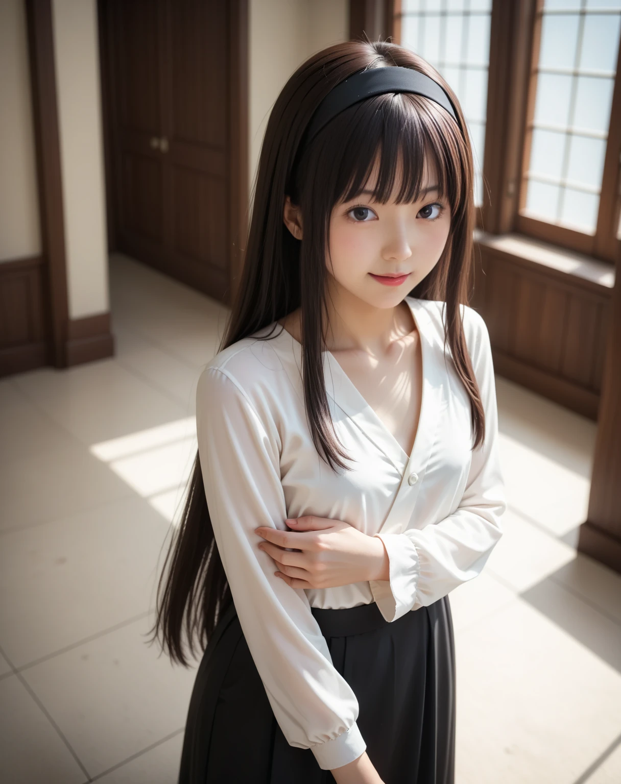 (highest quality,masterpiece:1.3,Ultra-high resolution),(Very detailed,8k), (Realistic:1.4, RAW shooting),((sfw: 1.4)),((detailed face, professional photography)), ((sfw, construction worker outfit, pulled back hair, 1 Girl)), Ultra High Resolution, (Realistic: 1.4), RAW Photo, Best Quality, (Photorealistic Stick), Focus, Soft Light, ((28 years old)), ((Japanese)), (( (young face))), (surface), (depth of field), masterpiece, (realistic), woman, bangs, ((1 girl))、(((Anatomically correct)))、(Perfect Body Proportions)、(Natural Hands、Natural Fingers、Natural Legs)