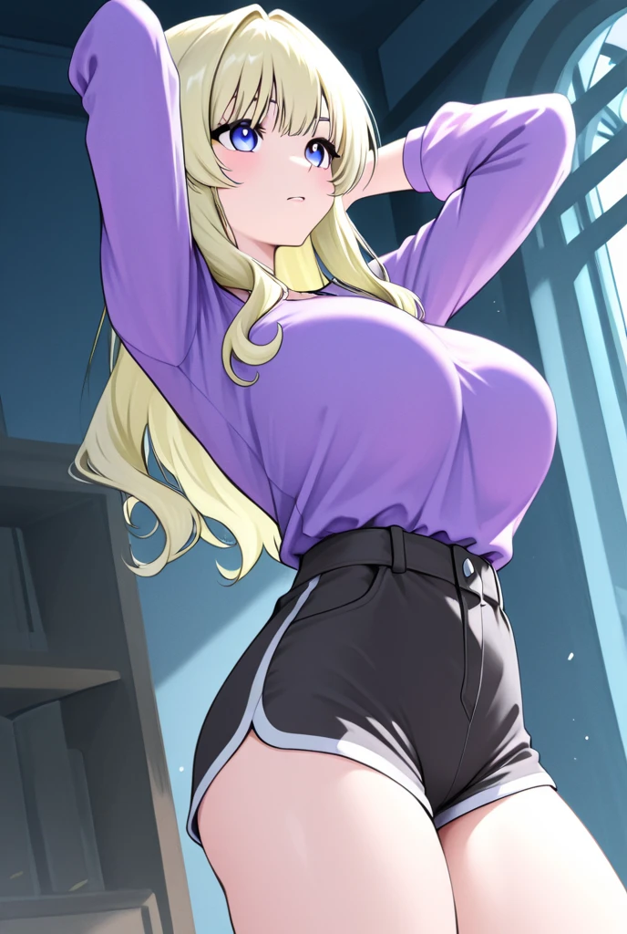 Laura, wearing a pink sweater, black skirt,high quality,4k,
