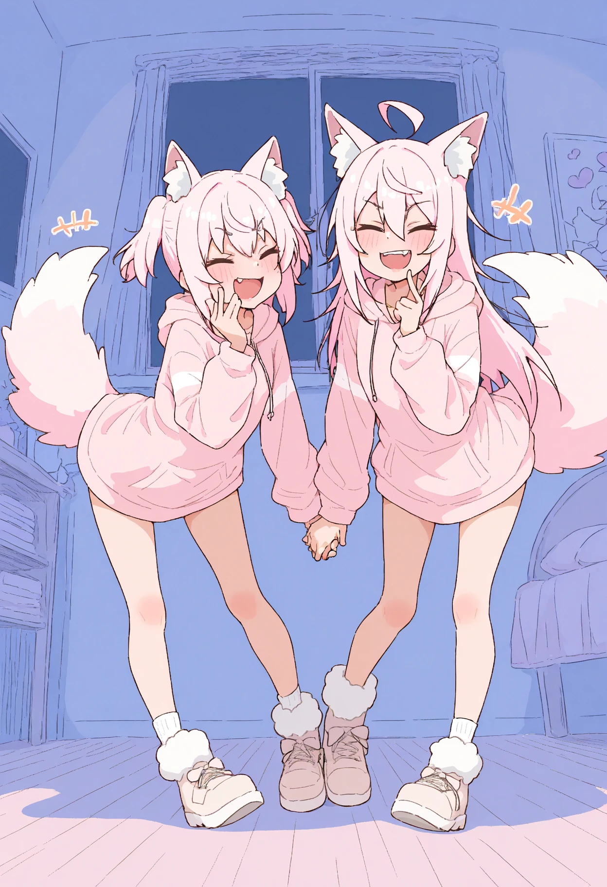 Center of chest,pretty girl,Cat ear,Beautiful silver hair,Pink inside,Beautiful pink eyes,black shirt,black skirt,smile