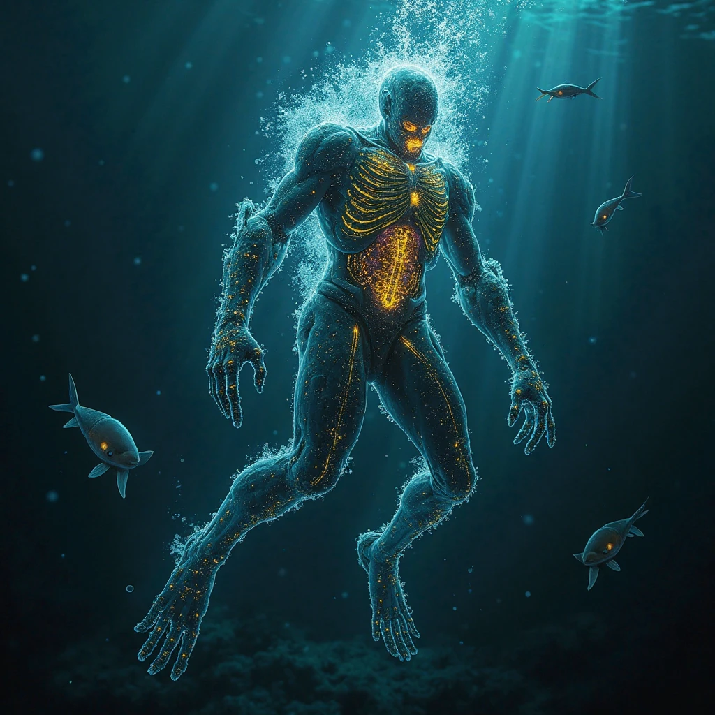 Underwater, Sea, Water elemental, Humanoid, Transformation, Combat, Arms are weapons