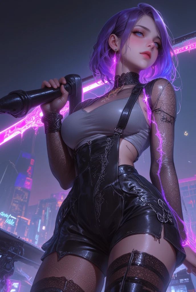 (((of the highest quality: 1.4))),(unparalleled masterpiece ever), (Ultra high definition),(Ultra-realistic 8K CG, camera view from behind), offcial art、 (((adult nude body, accentuated super huge enormously gigantic , cleavage showing, leather corset lace panties and thigh high boots with lots of straps buckles and zippers))), (((1girl in))), ((( Bob Shorthair ))), Punk girl with a perfect body,Beautiful and well-groomed face,Fancy makeup, (Image from head to thigh),((neon Bob Shorthair )), Simon Bisley's urban savage style luxurious bedroom,Detailed background of luxurious bedroom,Clean abs, Complex graphics, dark pink with white stars and gray and white stripeany poisonous tattoos )), piercings  long legs, high heels