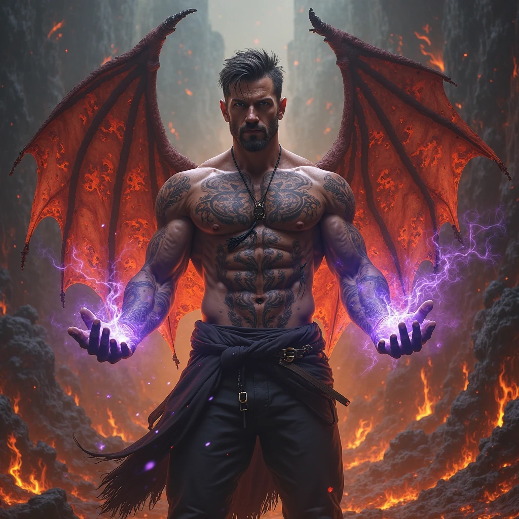 Jericho Swain, League of Legend, Tatuaje, Cuervos, handsome, hair grey, one demon red hand, fly