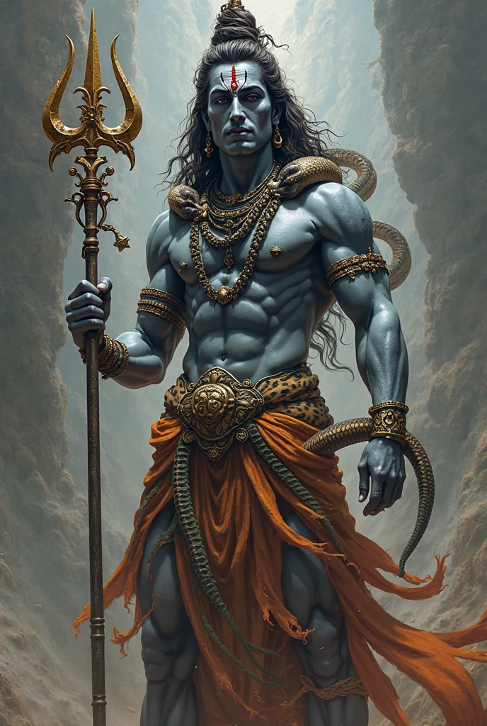 Image of lord shiva holding trident and snakenin neck hd