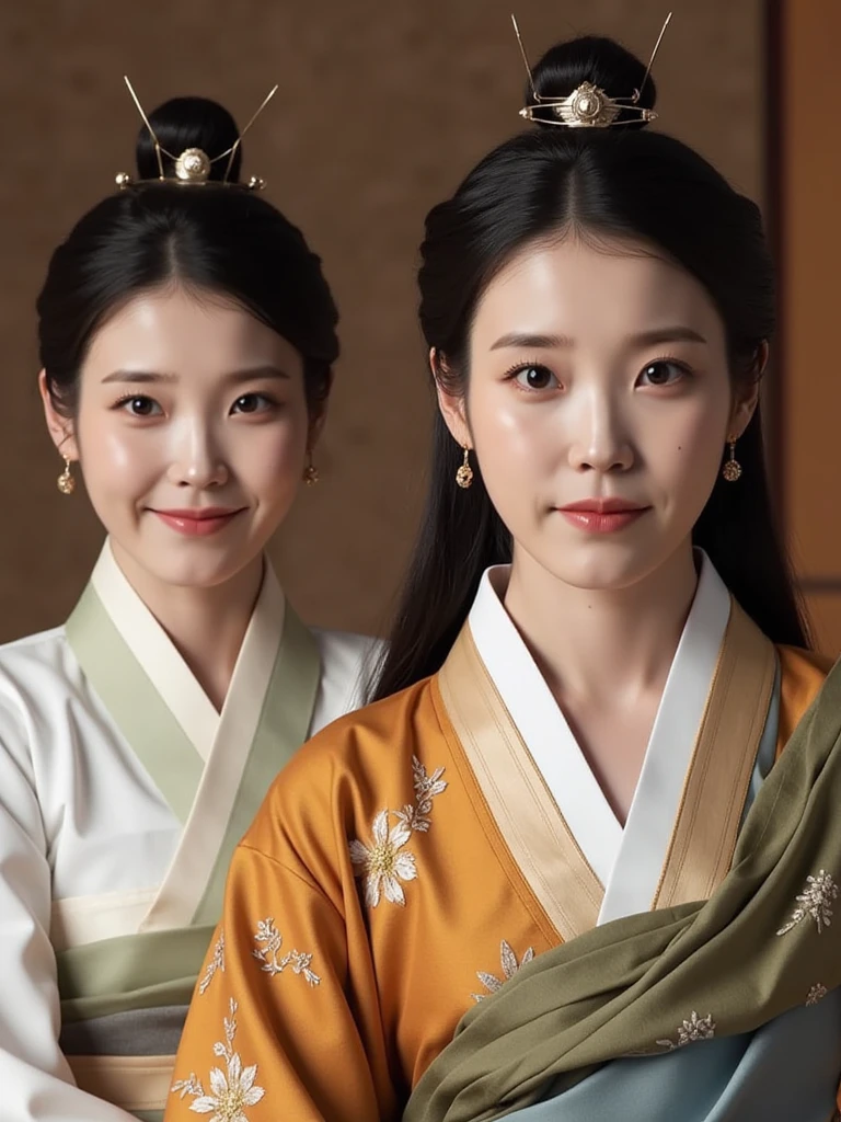 Warring States period,2 female generals, very beautiful face, high dynamic angle, 8K, very delicate, very dense, vivid color, dynamic wallpaper Japan kimono and Chinese Hanfu MIX, beautiful black hair,
