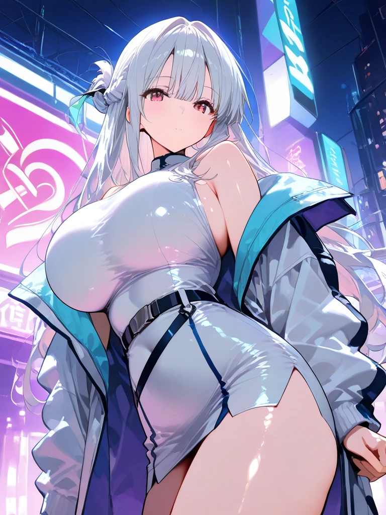 Proseca、Project Sekai Colorful Stage、25 o'clock night code、Yosaki、greyt hair、long、Hair falls out、Gray eye、Crystal Eyes、High school students、、neck warmer、Colossal tits、fude、Shoulder bag、cherryblossom、shooting stars、tram、Seductive Girl, 4K, 4K Konachan wallpapers,Anime art wallpaper 8k、Highly rated on pixiv、masterpiece、MKMKS Style、1 person、top-quality、超A high resolution