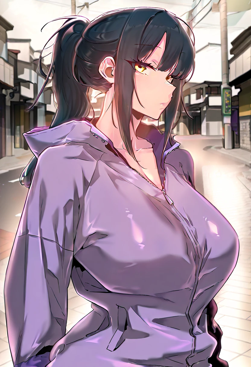 uma pintura digital da Re-l Mayer, References to anime ergo proxy, synthwave, neon, neon brilhante, coxas grossas, cintura fina, sensual, nsfw, pouca roupa, erotic art, anime, roupas rasgada de batalha, extremamente sexualidade, corpo suado, NSFW, seios grandes, bunda grande, HD, 8k, Alta qualidade, detalhes, corpo perfeito, destaque o corpo, detalhe no rosto perfeito, Detail in the background, thick legs, thicc legs, huge tits, big boobs