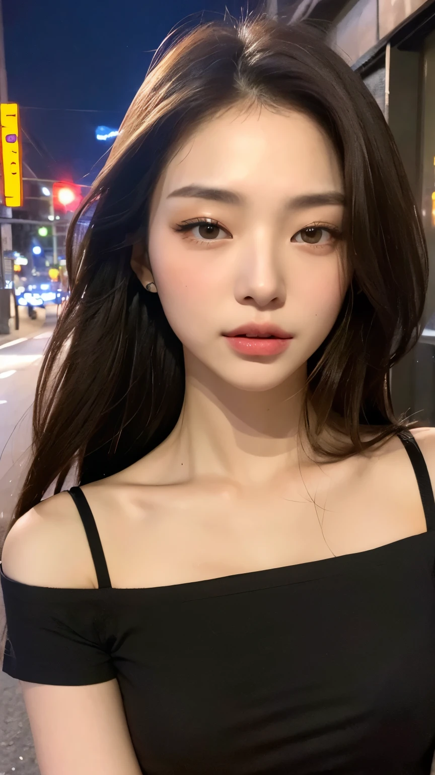 a close-up of a woman in a black blouse and sunglasses, Mulher sul-coreana bonita, linda mulher coreana jovem, mulher coreana jovem bonita, young adorable korean face, menina coreana, young cute wan asian face, Ulzzang, Beautiful Asian girl, wan adorable korean face, asian features, a young asian woman, Jaeyeon Nam, korean symmetrical face