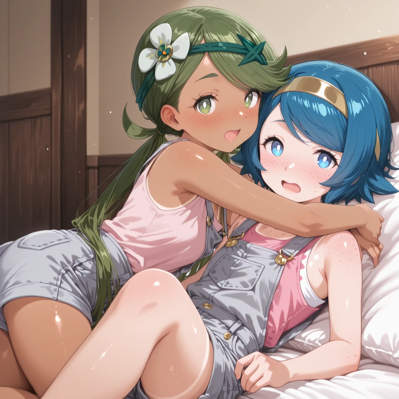 ((2girls:1.3)), ((moe style:1.3)), ((microbikini:1.3)), ((erect nipples:1.3)), ((crotch pressing:1.3)), ((sideboob:1.3)), ((yuri:1.3)), ((large breasts:1.3)),((perfect face)), ((extremely cute:1.3)), ((masterpiece:1.3)), ((8k)), ((best quality:1.3)), ((beautiful)), ((extremely detailed:1.3)) , ((absurdres)), AddXL, ((score_9:1.3)), ((score_8_up:1.3)), ((score_7_up:1.3)),
