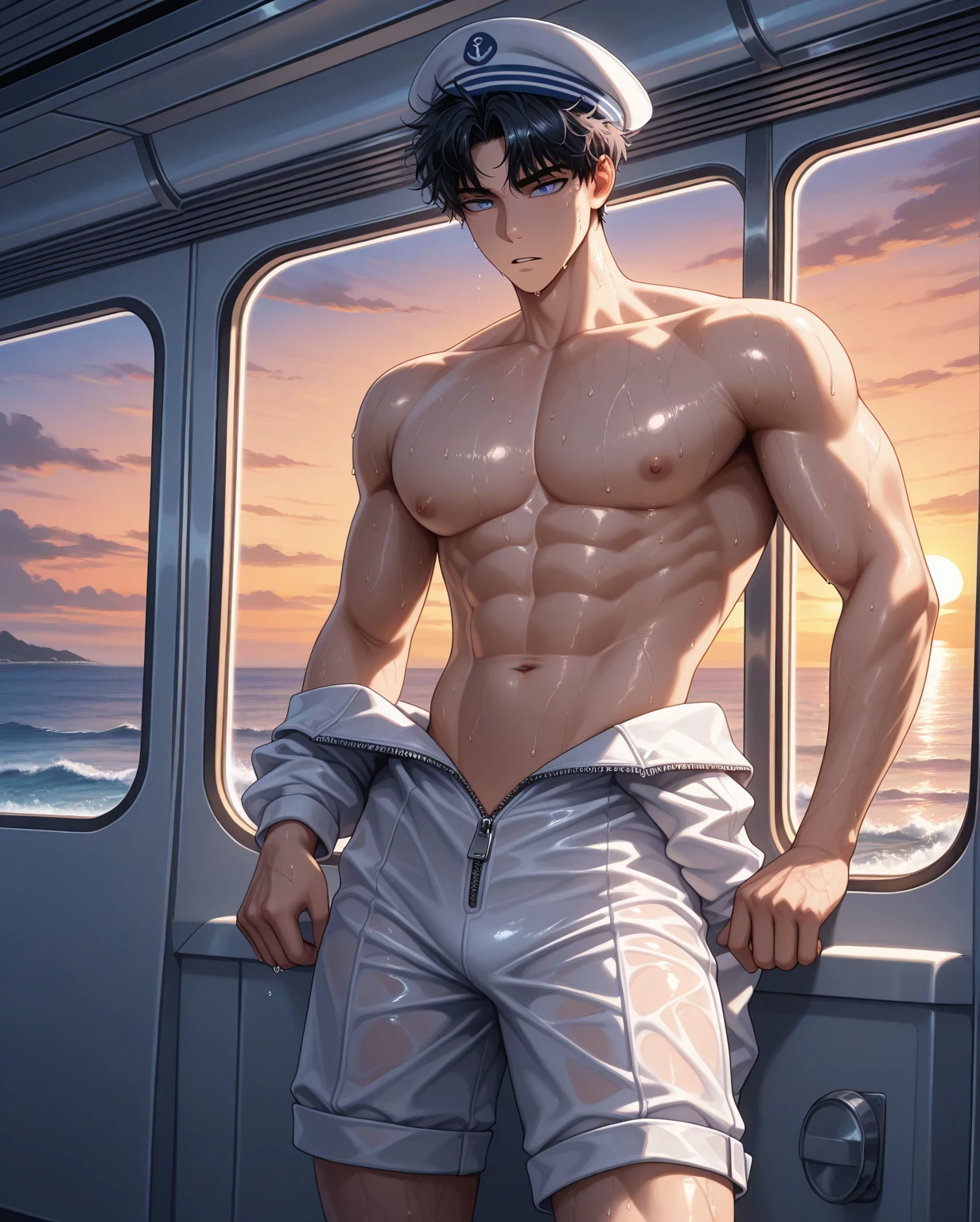 Very handsome 21-year-old Korean actor, sitting, leg wide spread, completely naked, in the airplane, ashamed by people staring, best quality, 1guy, both eyes are the same, muscular, perfect eyes, pink nipples, penis exposed, Global illumination, tall, full body, huge pecs, broad shoulders, tiny waist, soft light, dream light, digital painting, extremely detailed CGI, hd, 8k, 4k background