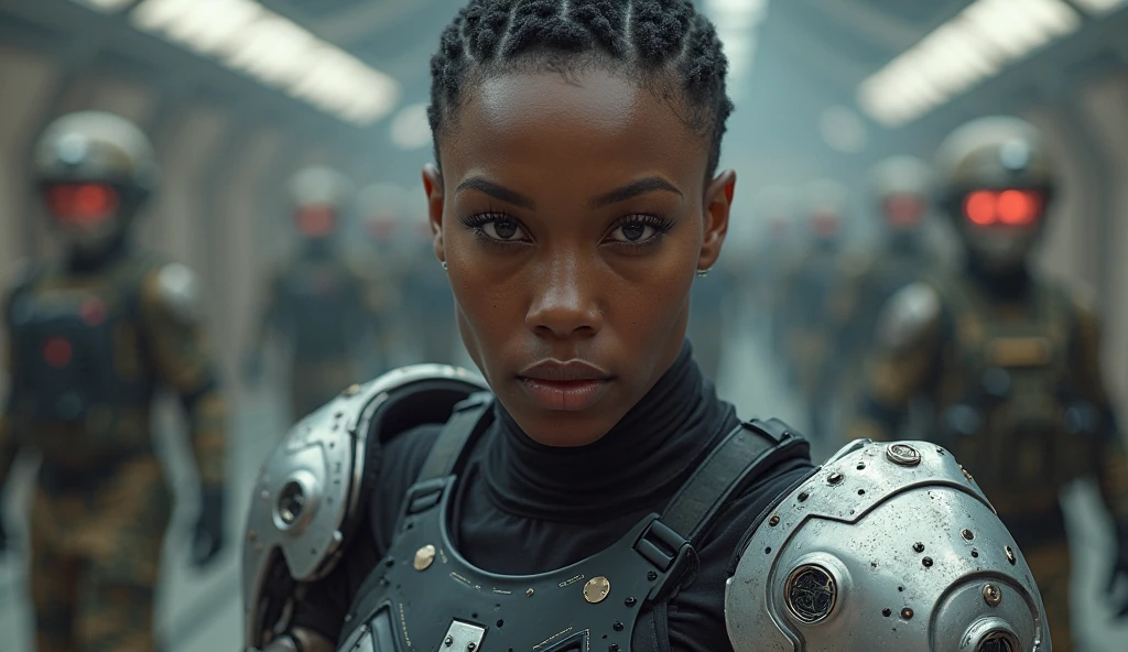 (tawny newsome:1.2), (black skin:1.2), (liquid metal girl sttldunf uniform:1.2),Borg (Liquid Metal sttldunf uniform:1.2) being (((gray skin veins metal armor Borg))) ballgag, leather catsuit, belt, lying, prisoner, (best quality,4k,8k,highres,masterpiece:1.2),ultra-detailed,(realistic,photorealistic,photo-realistic:1.37),dark moody lighting,dramatic chiaroscuro,cinematic, (portrait:1.2)