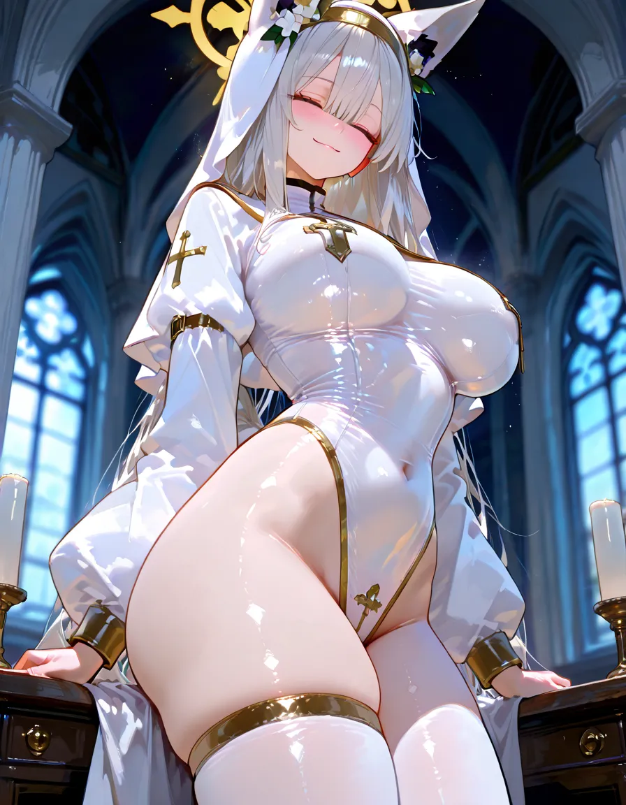 (((masterpiece))), (((best quality))), ((ultra-detailed)), (illustration), ((an extremely delicate and beautiful)), ((super detail)), ((high resolution)), (((nsfw))), ((cybernetic)), (futuristic), (seductive), (((erotic))), (((20 years old))), (pussy juice), camel toe, (maid), (android), delicate metal decorations, gleaming skin, shiny body, two legs, ((((female masturbation)))), breast focus, ((tall)), slender legs, ((big round eyes)), cute eyes, drooping eyes, biopunk, ((adult)), two hands, ((open legs)), five fingers, no extra hands, seductive smile, braid, shoulder length hair, ((slender)), ((metallic transparent slime bikini)), lying, spread legs, hair shorter than waist, (right hand on the clitoris and left hand on the breast), soaking wet, topless, (((ultra-huge breasts))),