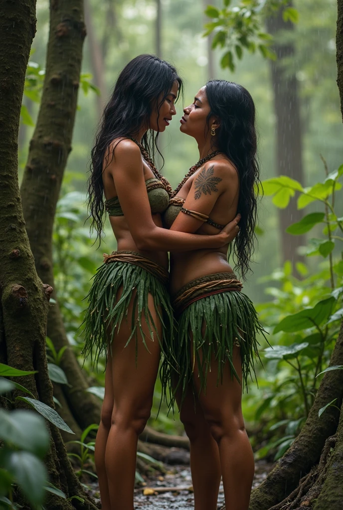 Hyperrealistic photo of two black-haired woman, 2 Frauen haben Sex miteinander im Schlamm, The two women kiss, die Frauen sind schwarz geschminkt, gothic, kurzhaarfrisur 80er Jahre Dauerwelle, Lucy Boynton, Cup size C, 80er Jahre Frisur, 30 Jahre alt, the free small breasts are smeared with mud, small boobs, Mud runs all Over her Body, choker, das Gesicht ist mit Schlammspritzern verschmutzt, kurze Haare sind hochtoupiert, Haare sind mit Schlamm verschmiertg, die beiden Frauen sind mit Schlamm verschmiert, underbust corset in white with mud splashes, White high heels smeared with mud, die High heel Sandaletten schauen aus dem Schlamm, High quality, realistische Beleuchtung, Bildmitte, Sanduhrproportionen, 8K, HDR, BDSM, small boobs, lange Beine, professionelle Fotografie einer Frau, natural skin texture smeared with a lot of mud, 4K-Texturen, Adobe Lightroom, Fotolabor, HDR, kompliziert, elegant, sehr detailliert, scharfer Fokus, wahnsinnige Details, komplizierte Details, hyperdetailliert, Helles Kinolicht, Außenatmosphäre, Kinn hochgezogen, (exponierter Bauch: 1,8 ), (Fernaufnahme), smiling with half-open mouth