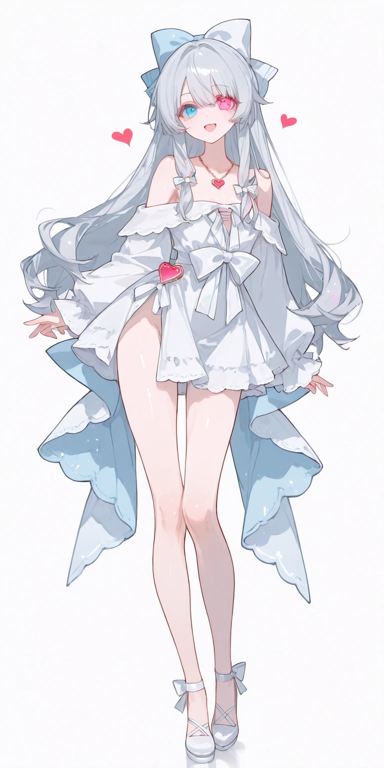 Heart Sea White Silk， long leges，Bigchest