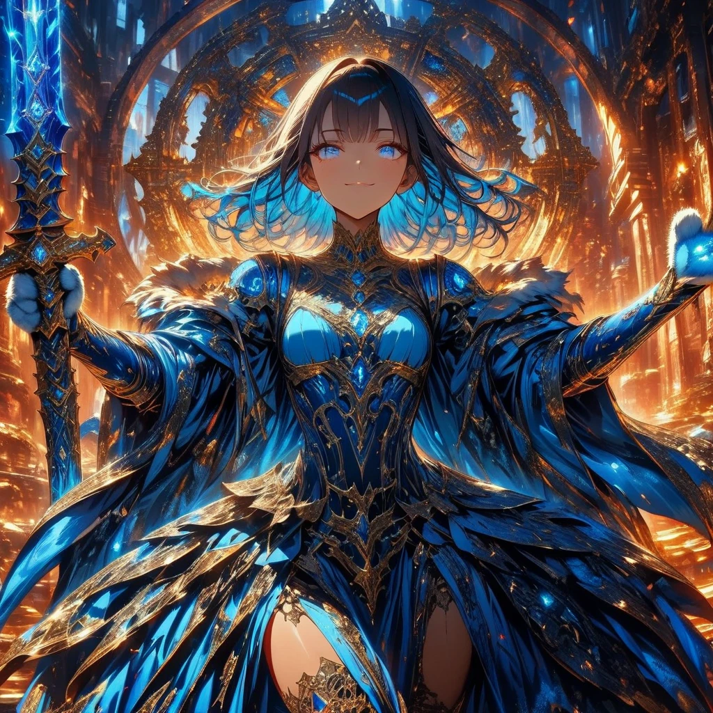 Dazzling makeup，(masterpiece:1.2), best quality, masterpiece, high resolution, The original, Very detailed wallpaper, perfect lighting,(extremely detailed computer graphics:1.2), Beautiful and delicate girl, blue eyes，Rich in details, lips, Face, full length portrait, Wearing a chic evening gown, public events, playful smile 