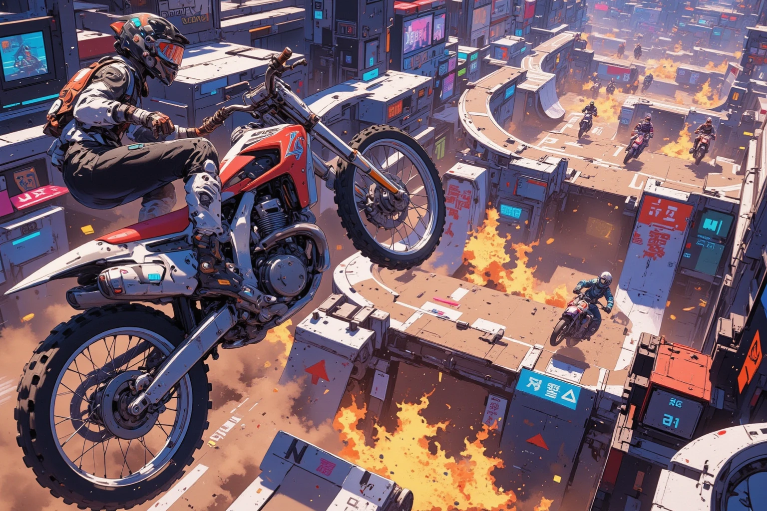motocross racer, beauty, jumping, arena --auto