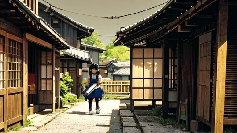 Village countryside,Boys and Girls、road,primary school student、choosing sweets、((Showa))、fun、Lively