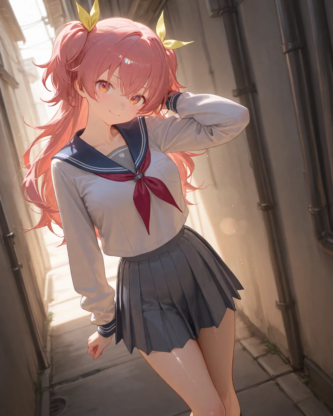 dyed hair and tanned skin. twist to a , such as short hemlines on skirts, and bunched up tube socks or legwarmers.
