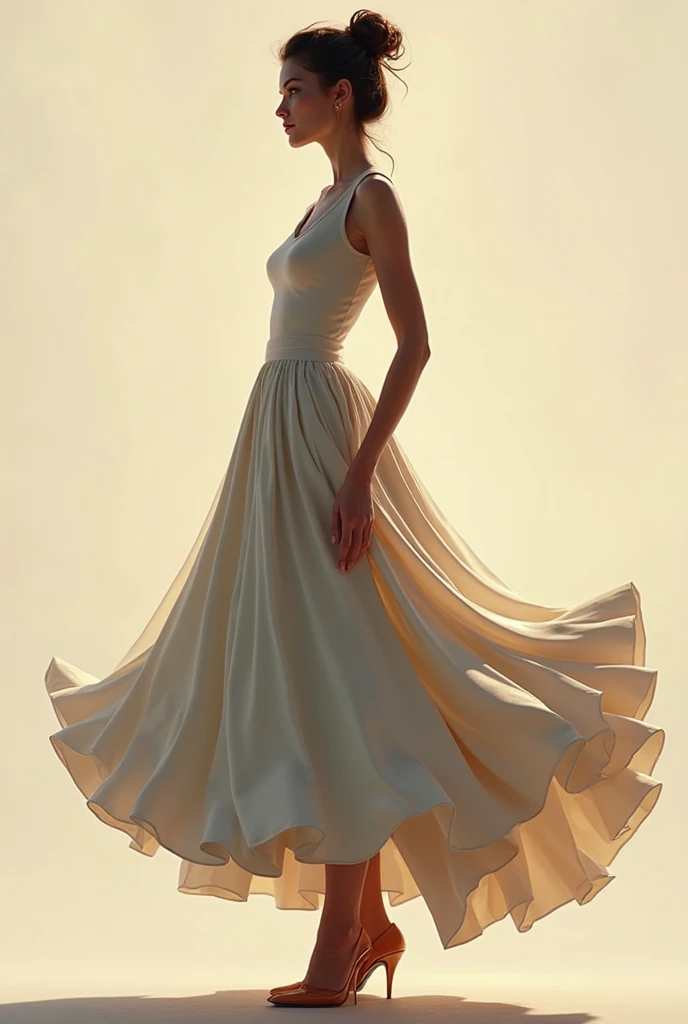 (masterpiece, best quality:1.2), 1girl, solo, delicate face, white-skinned female, see-through silhouette, white dress, full body, outdoor