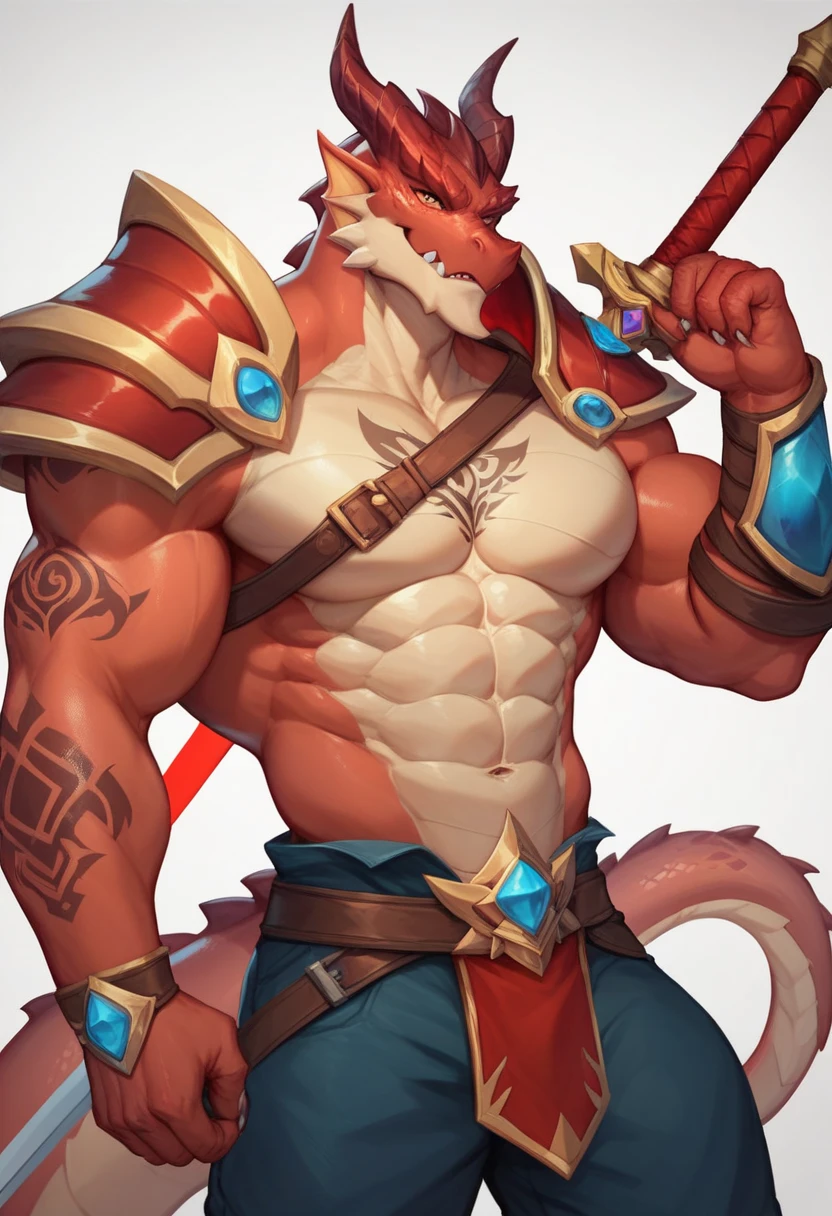 nj5furry,,loincloth,red body,male, kemono, ((extremely realistic shading, masterpiece, extremely detailed, photorealistic)),
((dragon))
strong, mature male, warrior, dynamic pose, serious expressions,<lora:nj5furry-000014:1>