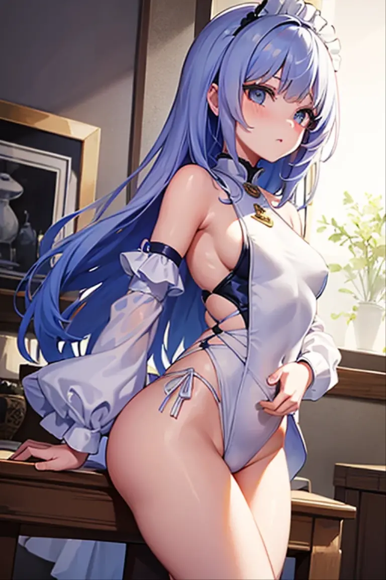 ((((Best Quality, 8K, 32K, masterpiece, 1.2)))),{{solo}},((nsfw:1.5)),{{{Character reference: Nikke's Privaty:1.5}}},((perfect beautiful face:1.2)), nsfw,(see-through nipples:1.3), (see-through pussy:1.2),(pubic hair:1.4),(cameltoe:1.3),(fishnet covered nipples:1.3)
