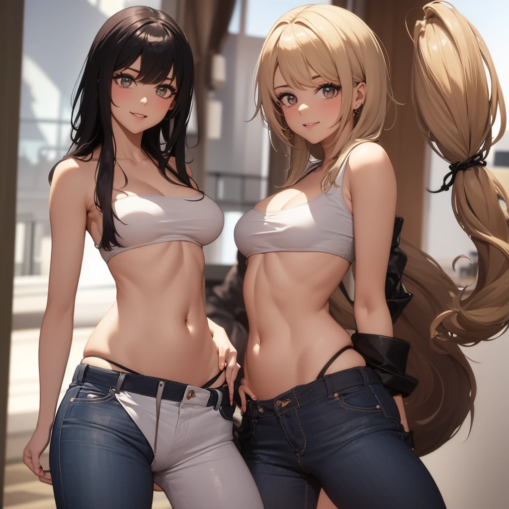score_9、score_8_up、score_7_up、score_6_up、score_5_up、score_4_up、Nami、Big Breasts、Narrow waist、Thick thighs、Wide Hips、Crop top、White shirt、Short shorts、Fishnet tights、Skin Dentition、Red lips、