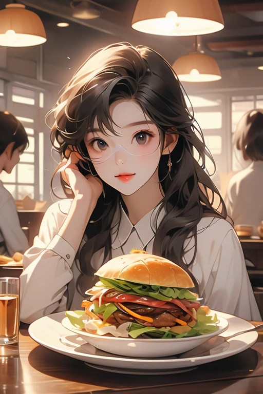 (perfect anatomy:1.2)(absurdres, highres, ultra detailed),masterpiece,best quality,high resolution,8k,Realistic face,Realistic skin texture,magnified textures, stunning clarity,detailed anime girl,(ultra detailed eyes and face),(1 girl:1.2)21years old,she is office worker,lunch time,Italian restaurant in a district,smile,grin:1.2,black hair, bob cut,natural make,grey jacket and pants,white brouse,light look at winfows,sparkling eyes.small nose,roundface,She looks happy,upper body,Italian restaurant Eating pasta happily