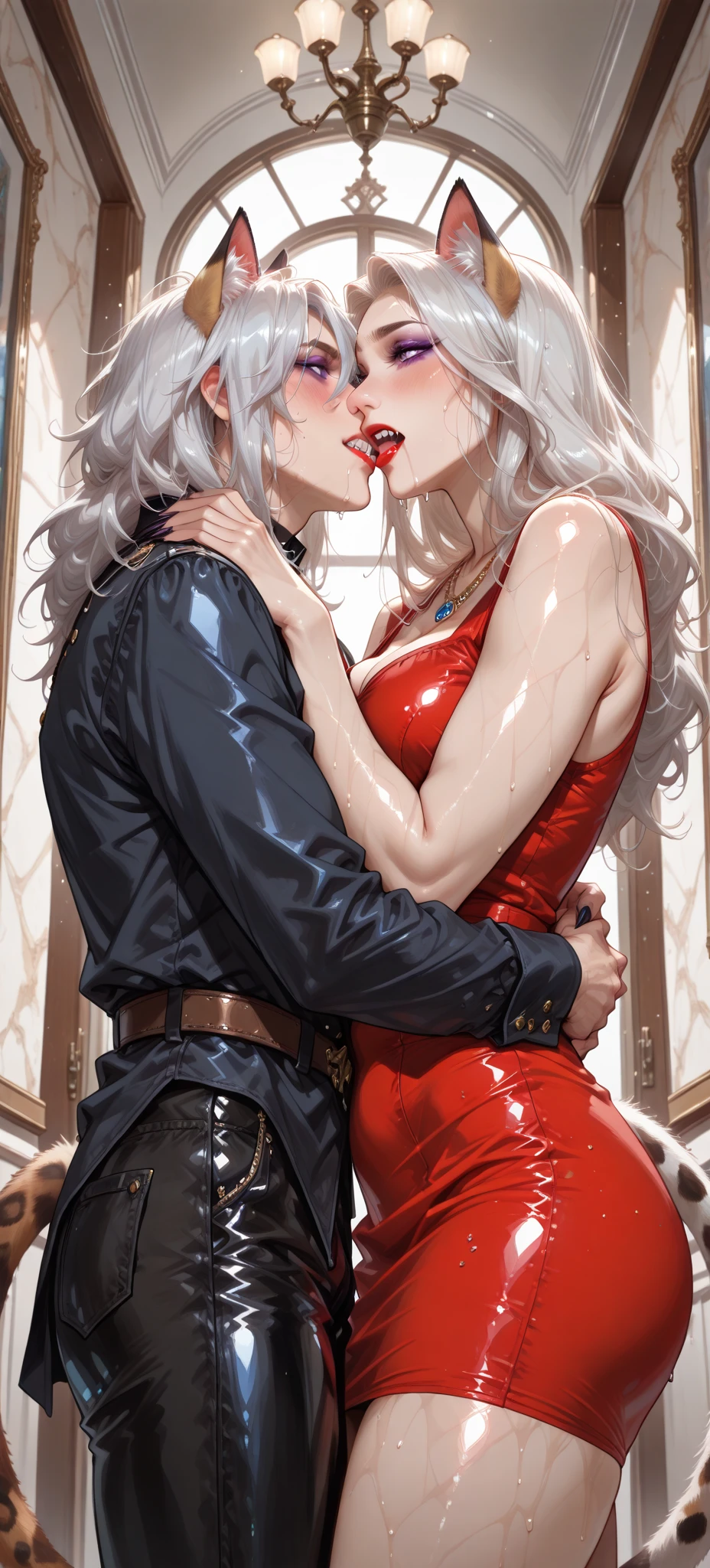 masterpiece:1.6, best quality:1.4, real picture:1.2, intricate details:1.2, extremely detailed face, 1girl, 1boy, suspendedonpenisms:1.2, sex, arm grab, sex from behind, hetero, full body, cum,<lora:murkysSuspendedOn_1:1>
Appearance: milf:1.25, slender:1.3, green eyes, big breasts, sharp eyes, hearts in pupils, sweat
Clothing: nude, naked
Accessories: simple hoop earrings
Hair: (long blonde hair), messy hair, public hair
Makeup: natural, glowing skin
Location: dreamy landscape, with rolling hills and soft, billowy clouds. The sky is a beautiful shade of pink and orange, the remnants of a stunning sunset. A gentle breeze ruffles the tall grasses, creating a sense of calm and tranquility.