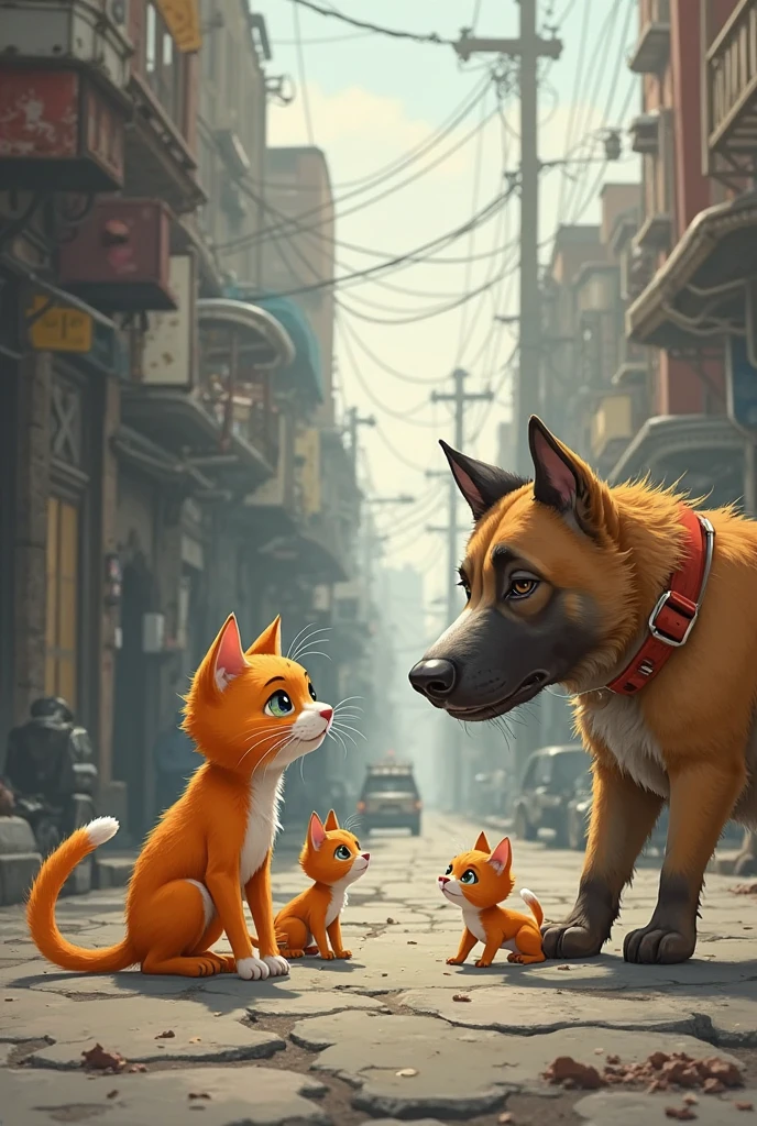 Baby cat cries after being bullied by dozens of dogs at school