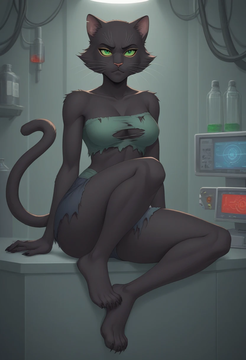 (Masterpiece, Best Quality, High Quality, Highres:1.4), Detailed, Extremely Detailed, Ambient Soft Lighting, 4K, Indoors, Window, City, (Science Fiction, Futuristic, Cyberpunk:1.2), Scyscrapers, Wooden Floor, Reflective Floor, Plants, 1Girl, (Solo:1.4), Sitting, (From Behind, Upper Body:1.2), Short Hair, White Hair, blue Eyes, Looking at Viewer, Black panties, Large Breasts, Thick Thighs, BREAK, White Mechanical Arms, Shite Mechanical Spine, Fallen(Eliksni) <lora:Fallen(Eliksni)_Lora:1>