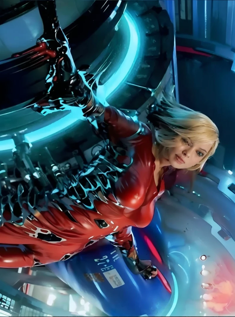 Kristanna Loken. his body was now sucked into the tube, His body was dripping with a lot of liquid metal everywhere.