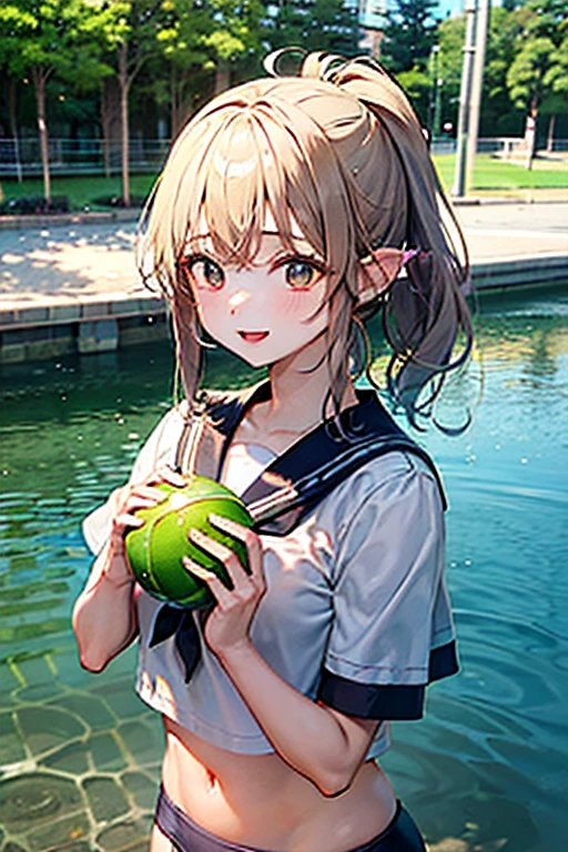 Cows bathing in watermelons