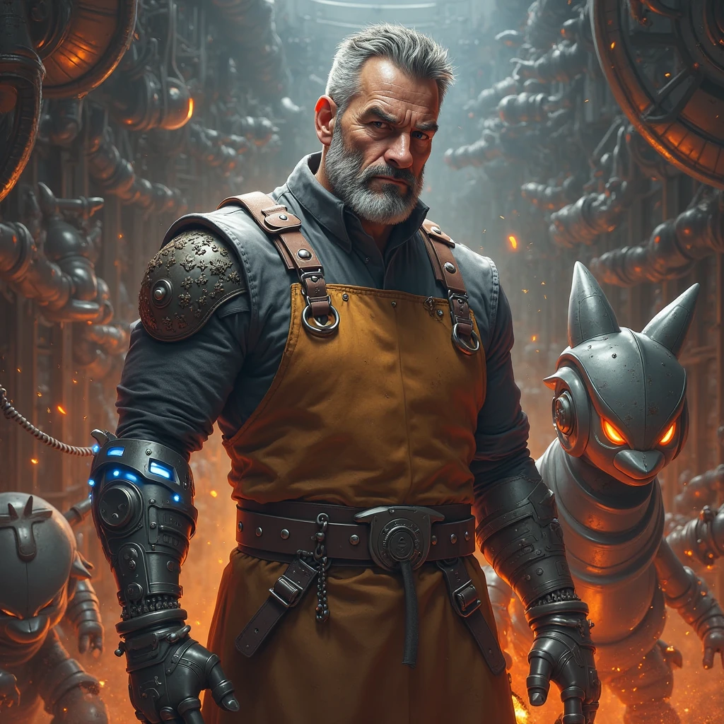 Masterpiece, best quality), intricate details, lightning crank, robot, cyborg, retro-futuristic AI, Tesla coil, electrical, cable, wiring, piston, mechanic, computer, drawing of a robot with a gun in his hand, giant humanoid mech, cyberpunk, sci-fi background