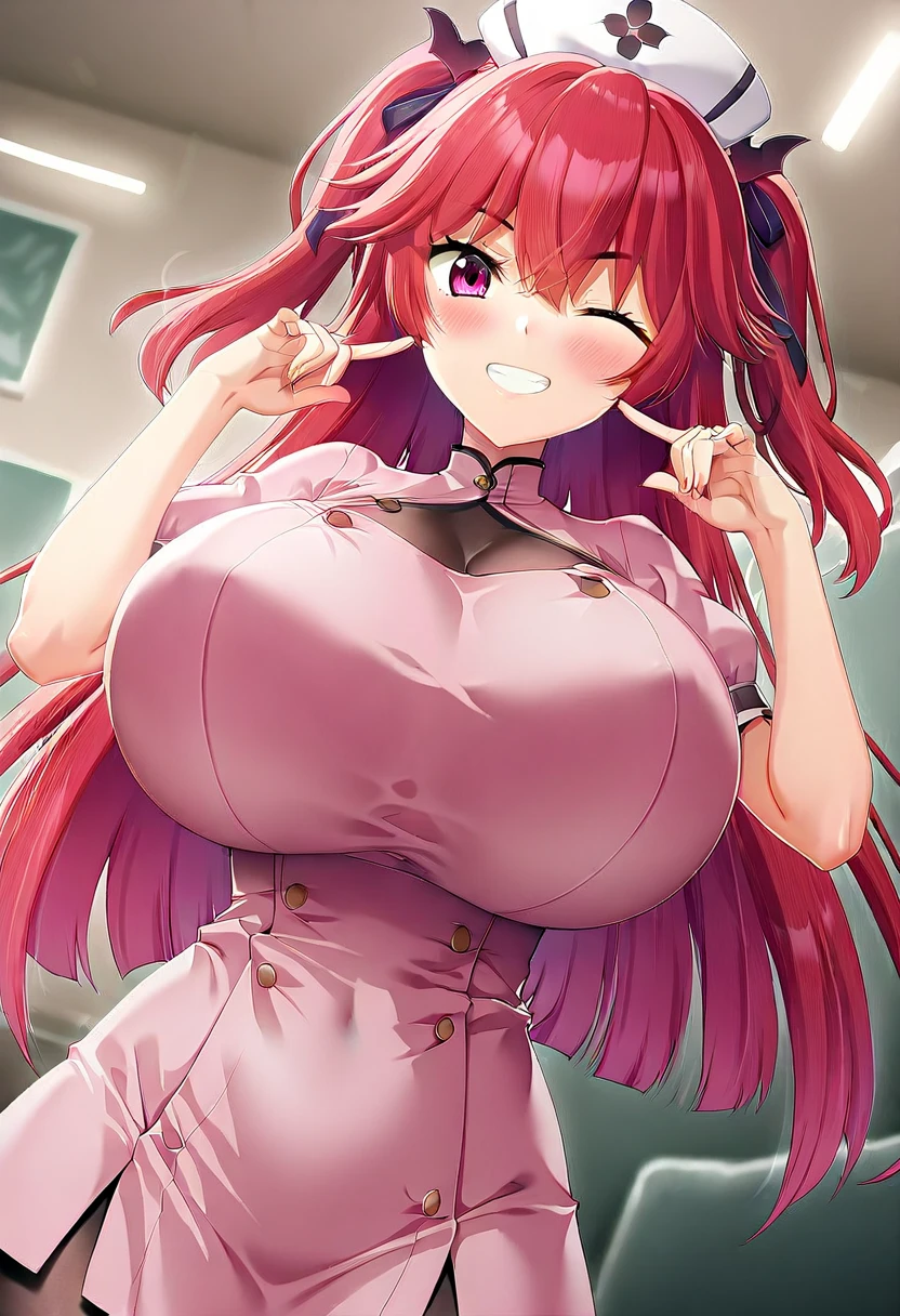 My name is Hikaru, I am a white test woman with long red hair and black eyes. I am 1.60cm tall and weigh 46kg. My breast sizes are 300 cm, my waist is 60 cm and my hips are 200 cm. Dressed with in a sweet and lovely pajama low-cut set velvet tube top and shorts, cartoon two-piece sleepwear sets. With big breasts 300 cm