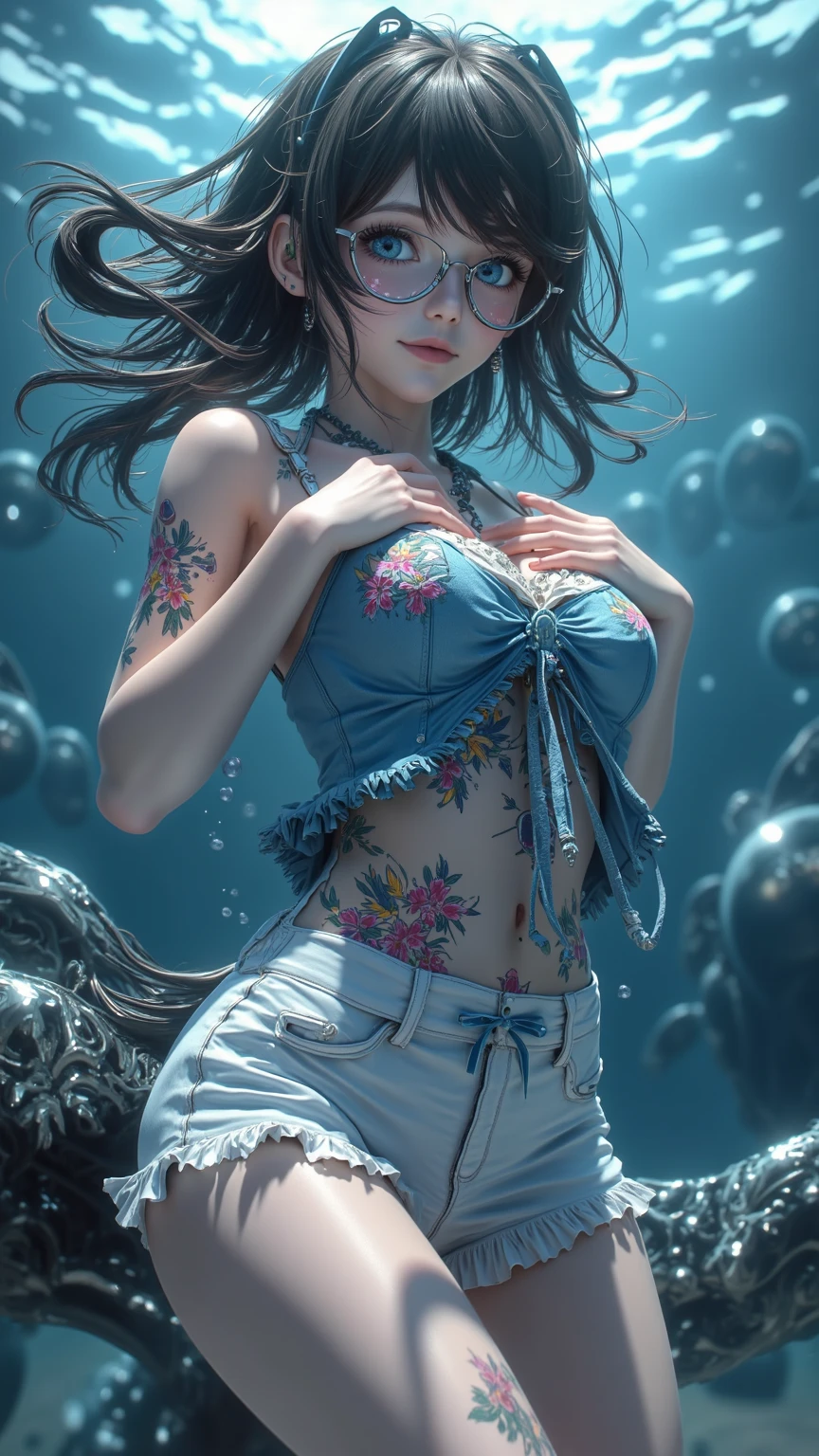 8k, digital painting, Comic Babes, drawing of a woman in a bikini sitting on a skateboard, candid for, giantess art, extremely Detailed woman, highly detailed giantess photo, sits on a roof, inspired by Tyler Edlin, cables on her body, painted and colored, high detail comic art, detailed woman, posuka demizu, high detail photo, extremely detailed giantess photo