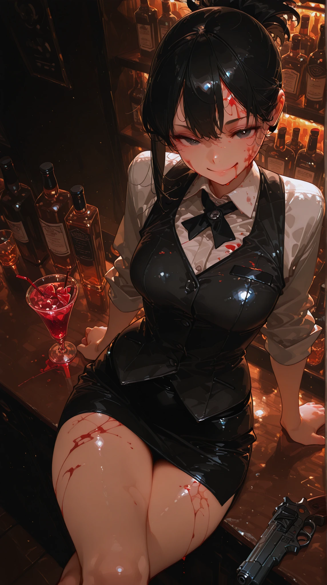 Mouth open、Sticking out tongue、Vero,syrup on chest, chocolate syrup on hair,whole body,pants,Leg spread:0.8,Public Image Group Photo:1.5, shiny limbs,Very attractive arms and thighs,Elegant,Very y body, No sleeve,office lady,Wearing a tight skirt,Ahegao:1.5,org5